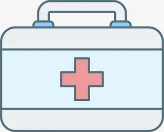 蓝色简约十字医疗箱免抠