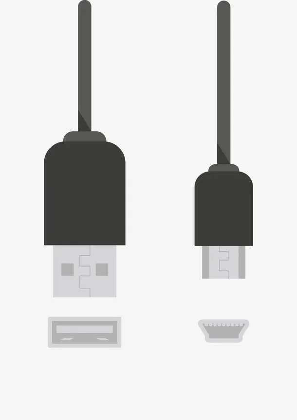 黑色两种规格充电USB插头免抠