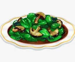 手绘香菇炒青椒中国菜免抠