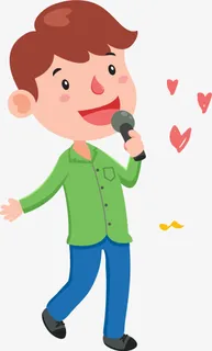 拿着话筒唱歌的男人免抠