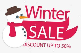 雪人圣诞节打折海报免抠