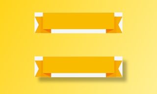 黄色丝带促销标签免抠