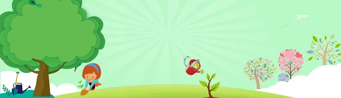 春天植树绿色简约banner高清