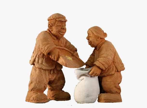 泥塑收粮食的老人免抠