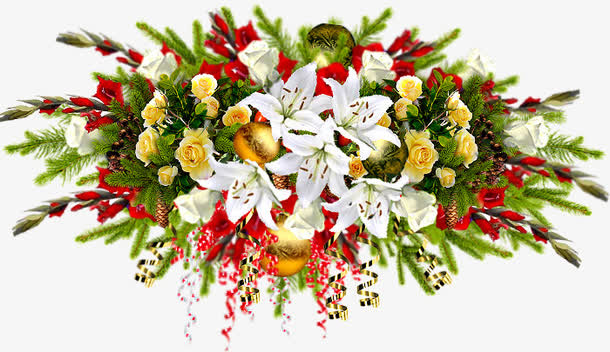 白色红色鲜花免抠