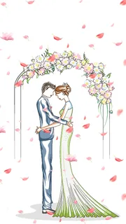 冬季手绘婚礼花瓣H5背景高清