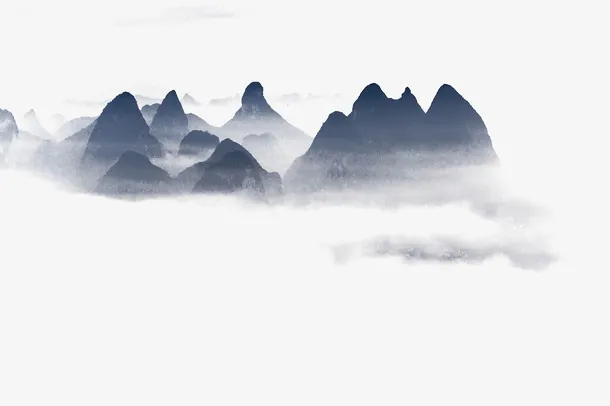 水墨古风山水画10免抠