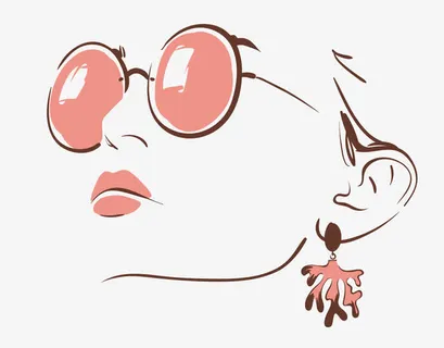 时尚女性面部绘画矢量素材,,免抠