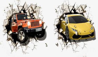 破墙立体图汽车免抠