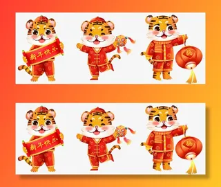 虎年大吉福虎2022年新年免抠