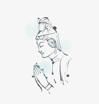 手绘简约佛像免抠