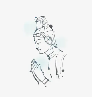 手绘简约佛像免抠