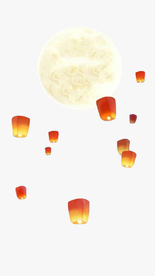卡通飞翔的孔明灯免抠