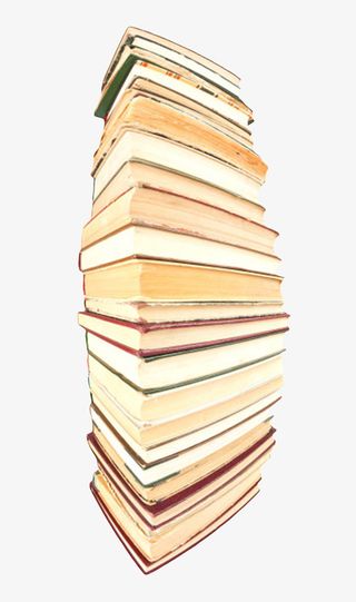 发黄老旧堆叠的书实物免抠