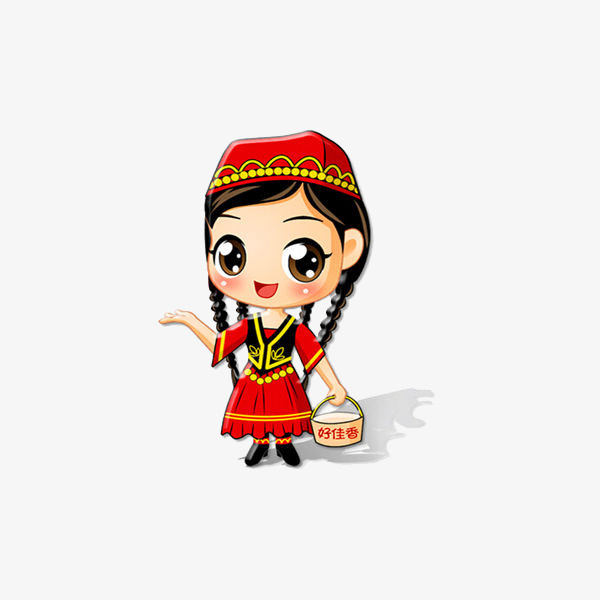 卡通戴新疆帽子的*少女免抠