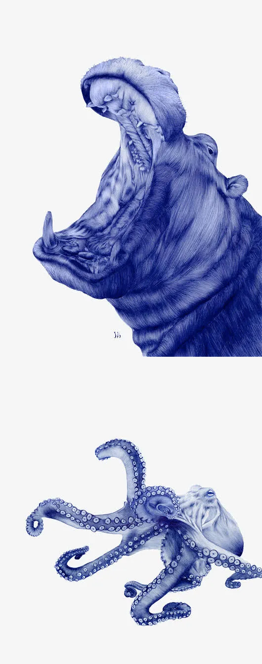创意写实钢笔画免抠