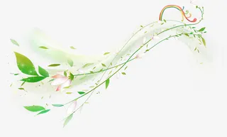 手绘风中摇曳花藤免抠