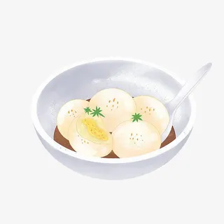 立冬大雪冬天元宵节元宵黄糖汤圆插画免抠