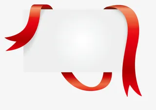 红色丝带卡片矢量素材免抠