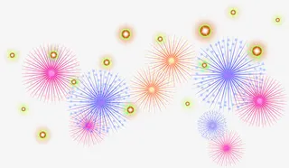 卡通彩色节日烟花气泡免抠