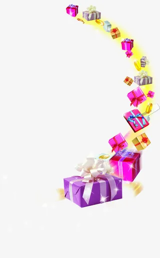 黄色光效漂浮礼盒免抠