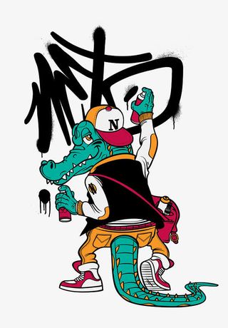 涂鸦的鳄鱼免抠