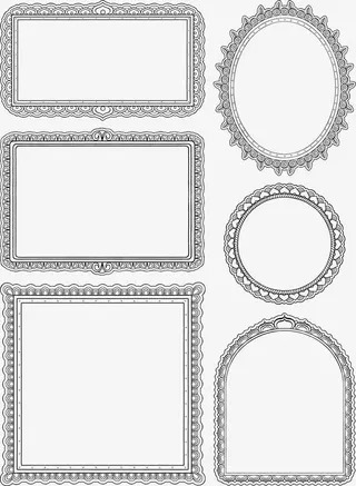 复古花边框矢量素材免抠