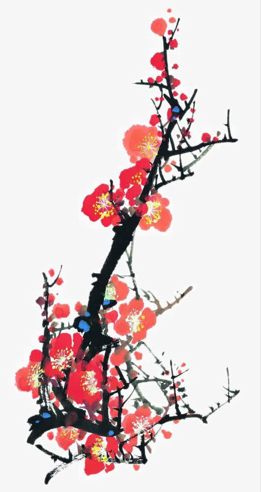 彩墨梅花免抠