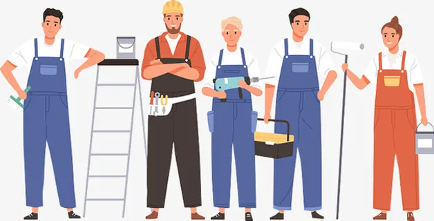 维修、装修工人们免抠