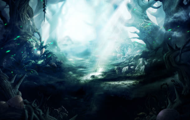 绿色幽暗森林海报背景