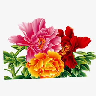 元旦春节新年牡丹花免抠