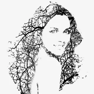 创意树枝人头图案免抠