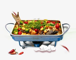 香辣烤鱼麻辣鱼特色辣味餐饮免抠