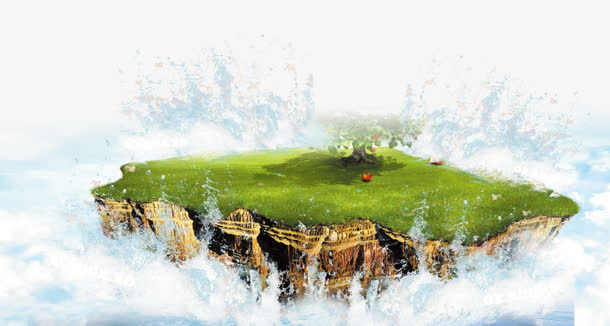 创意合成效果草地水花免抠