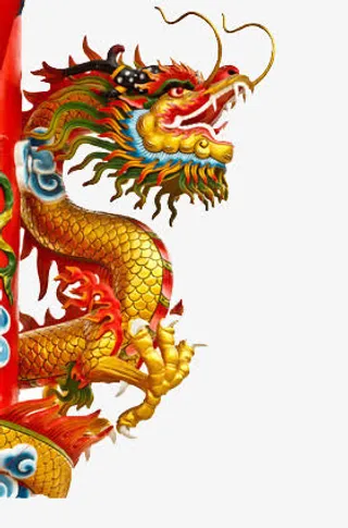 柱子上的龙像免抠