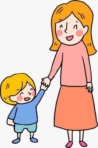 母亲节牵着孩子的母亲免抠