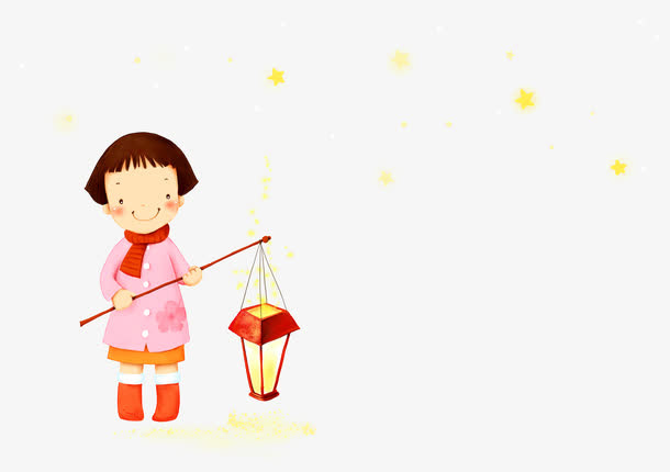 女孩灯笼免抠