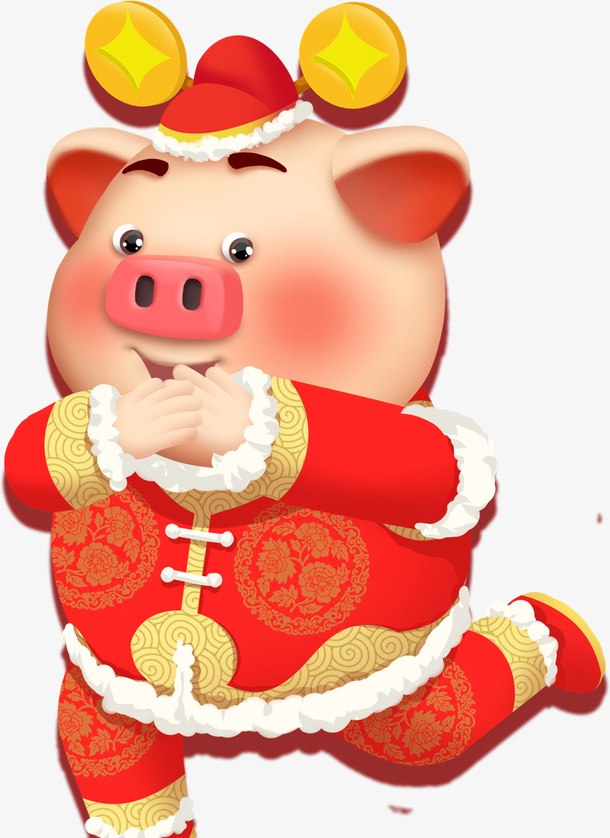 卡通可爱猪拜年装饰图案免抠