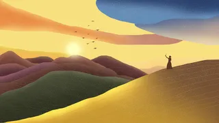 渐变天空风景插画背景高清