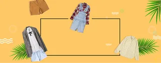 秋季女装上新树叶清新黄色banner高清