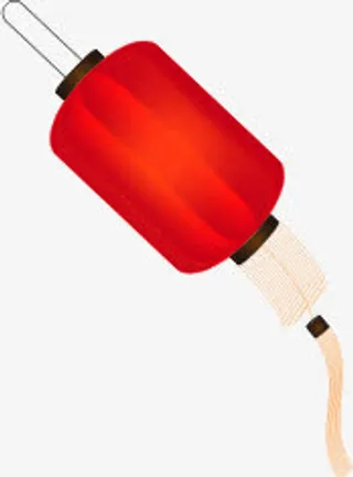手绘红色新年灯笼灯光免抠