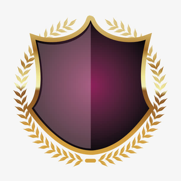 金色麦穗紫色盾牌免抠