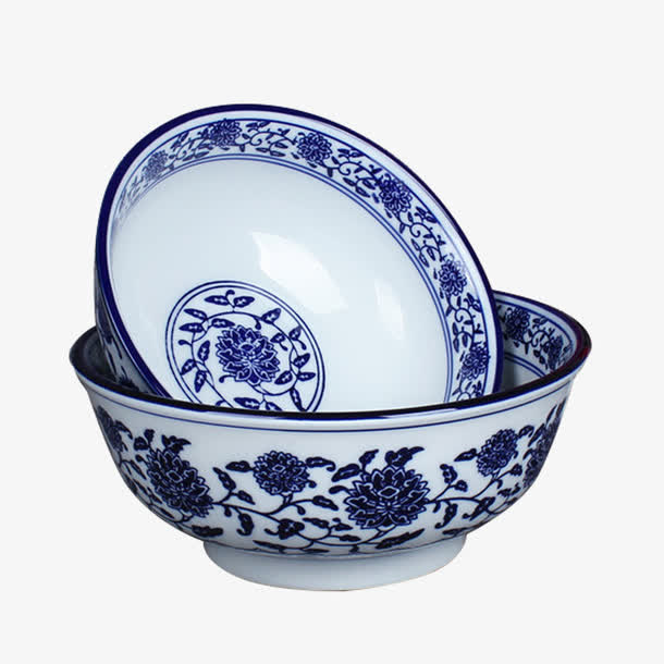 产品实物两个青花碗免抠