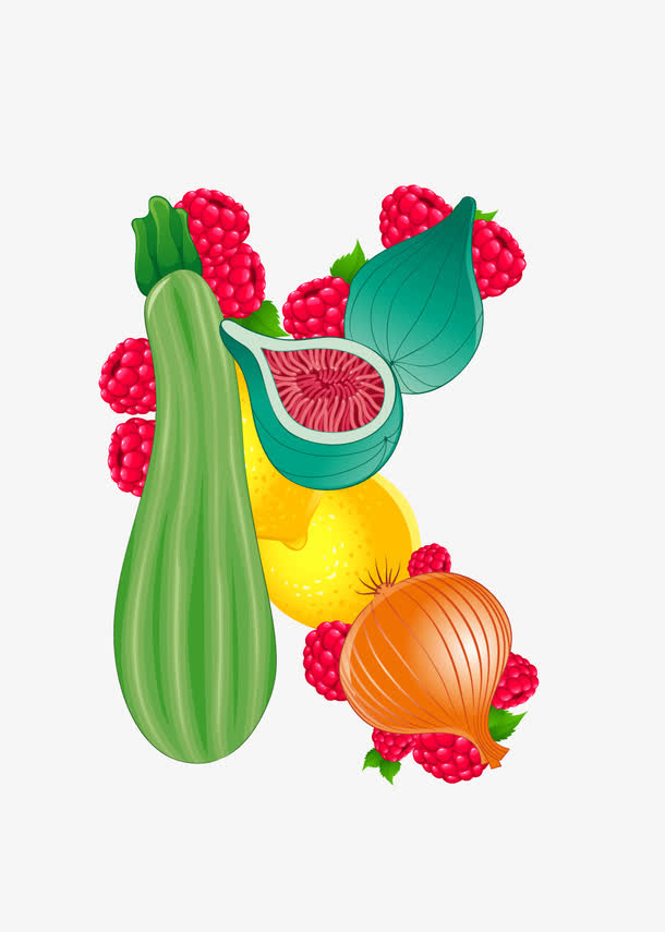 卡通蔬菜字母K免抠
