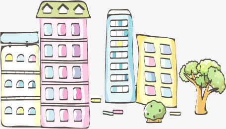 彩色春天建筑装饰免抠