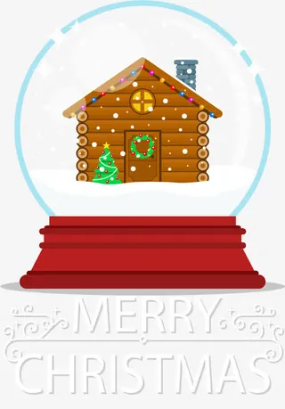 水晶球里的小木屋免抠