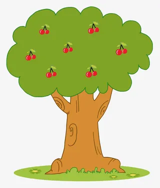 卡通手绘樱桃树免抠