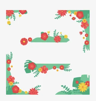 红花绿叶标题框免抠