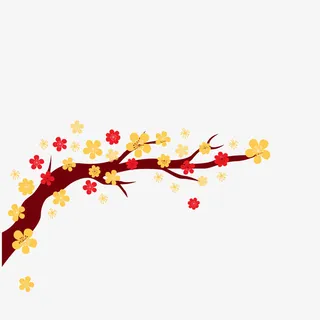 卡通梅花枝干免抠