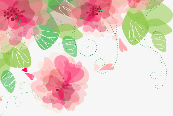 春天手绘粉色花朵免抠